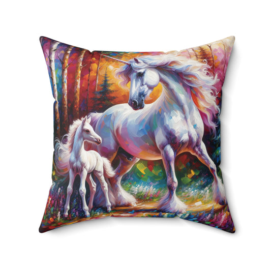 Unicorn Dad Meets His Daughter - Square Pillow