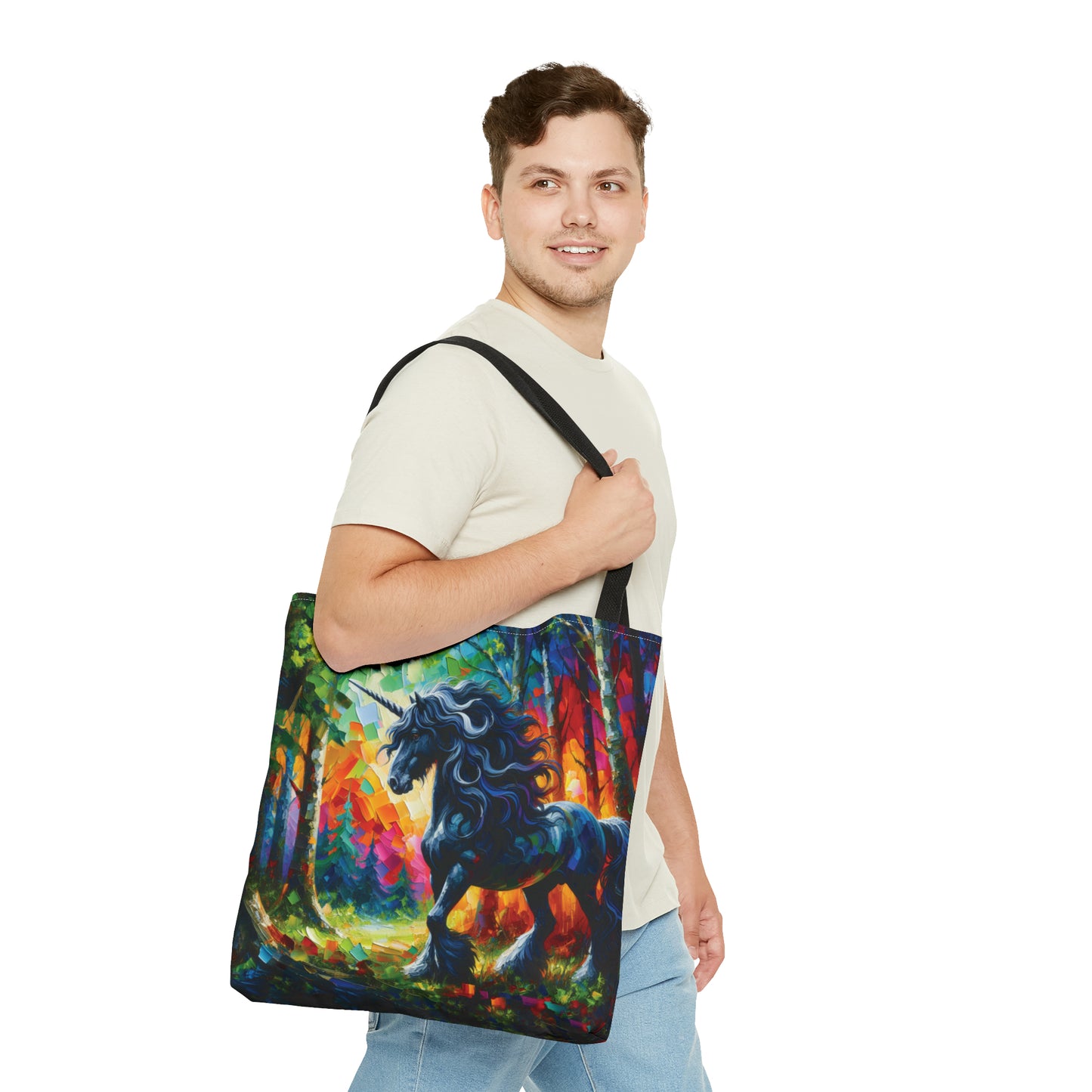 Elegant Black Stallion Unicorn - Tote Bag