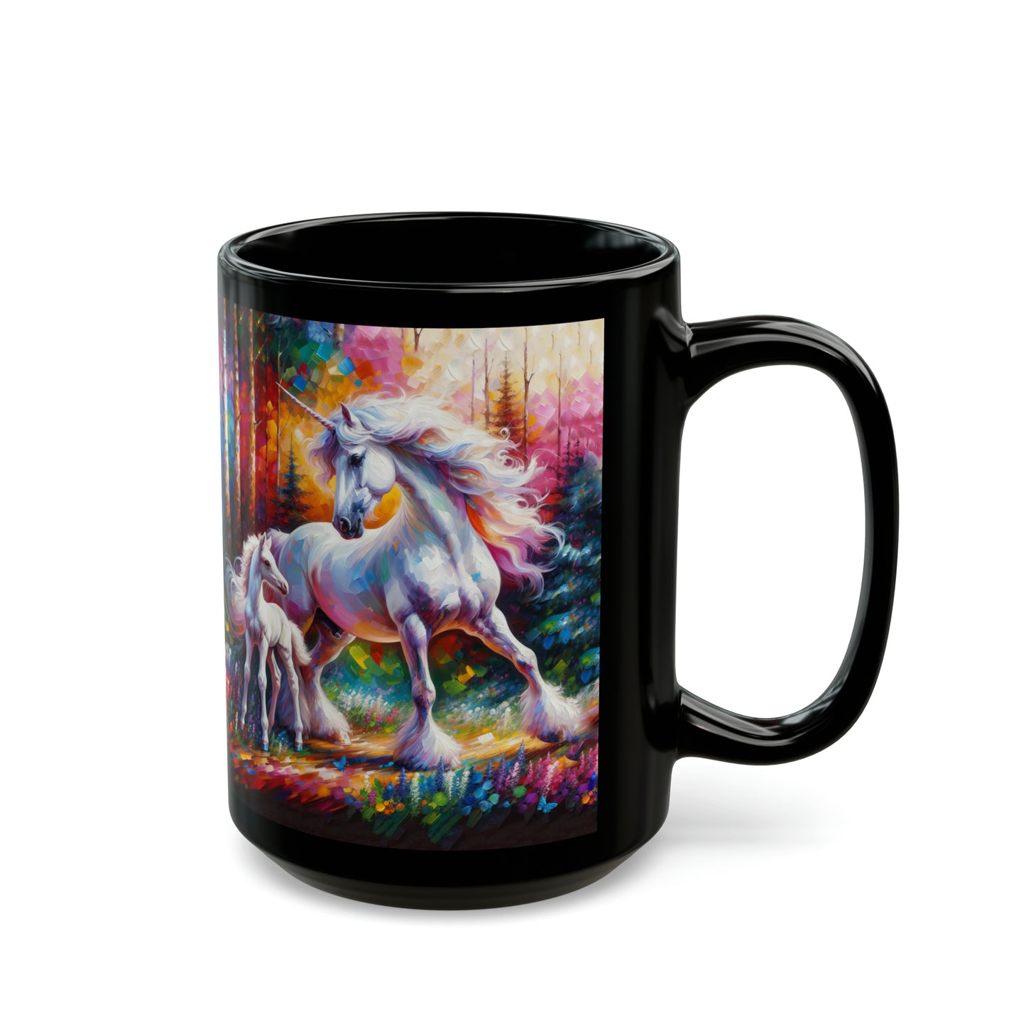 Unicorn Dad Meets His Daughter - Black Mugs (11oz, 15oz)