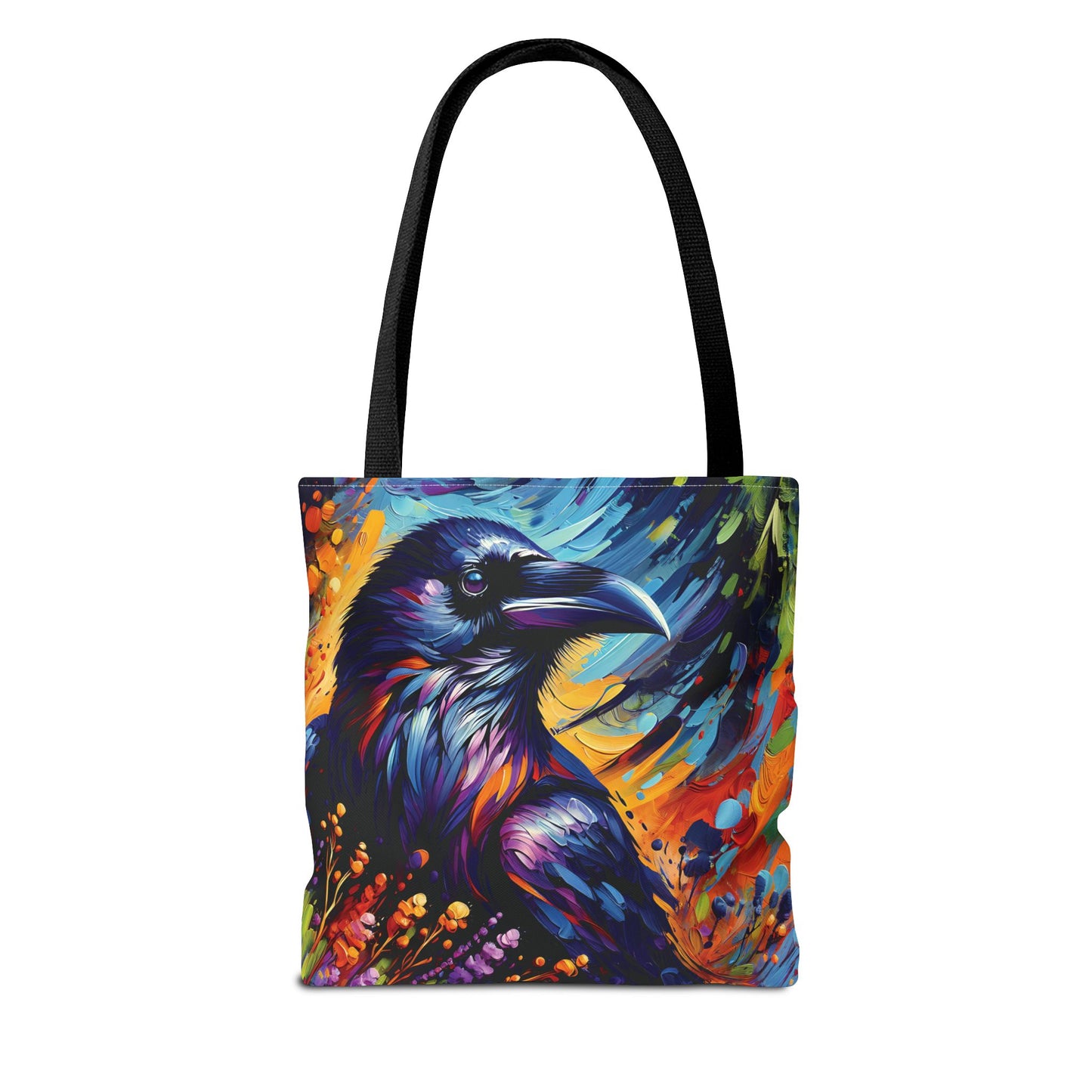 Colorful Raven Portrait Tote Bag - Stylish and Functional for Corvid Lovers
