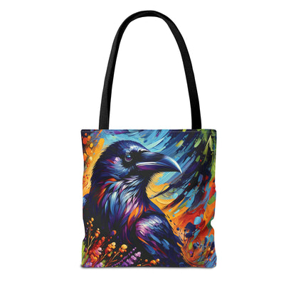 Colorful Raven Portrait Tote Bag - Stylish and Functional for Corvid Lovers