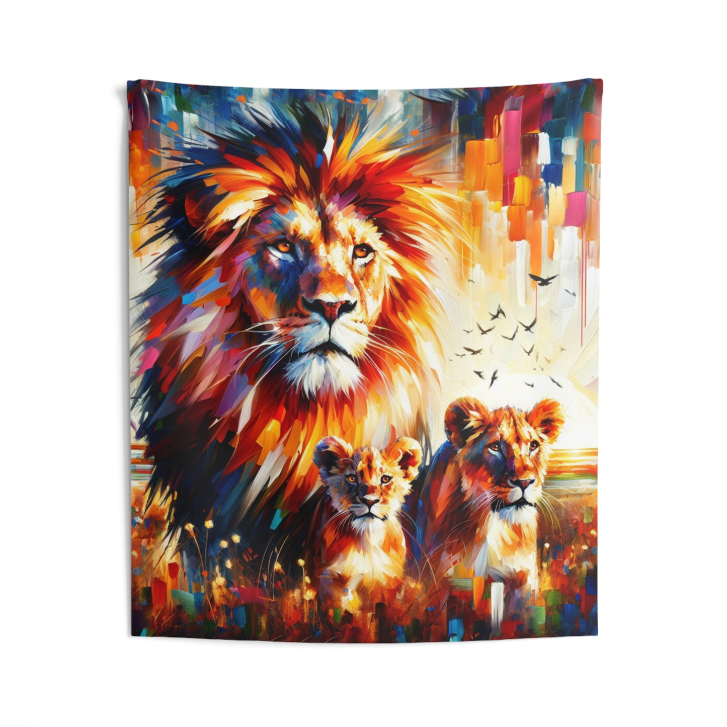 Lion Family Indoor Wall Tapestries