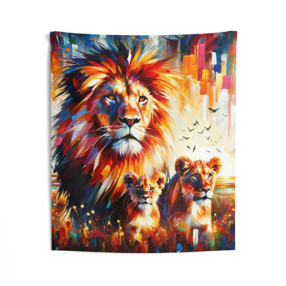 Lion Family Indoor Wall Tapestries