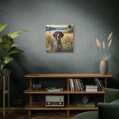 German Shorthaired Pointer by Lake, Canvas Wall Art in Impressionist Style