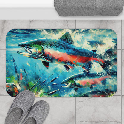 Salmon Returning Bath Mat