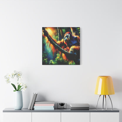 Orangutan in Tree Expressionist Canvas Art Print