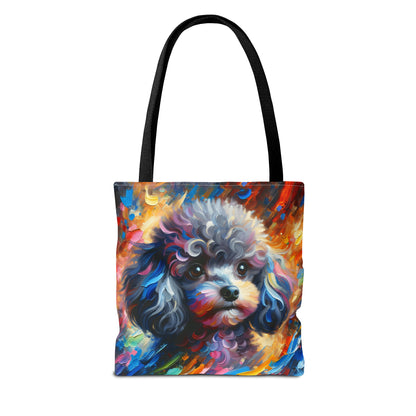 Silver Poodle Pup Tote Bag