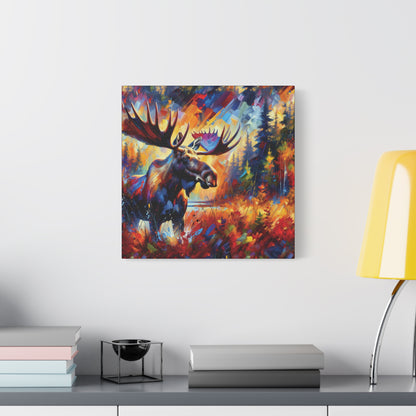 Sunset Moose Expressionist Canvas Art Print