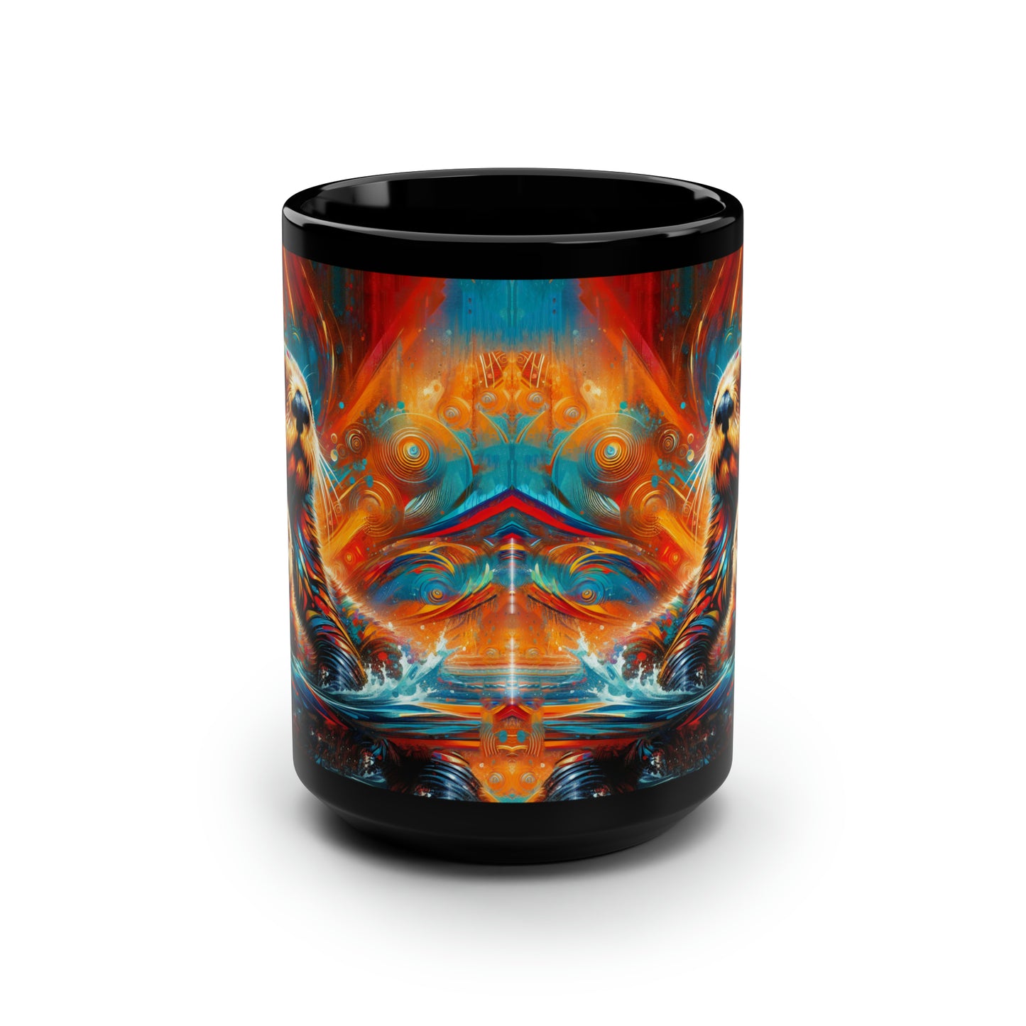 Sea Otters Black Mug, 15oz