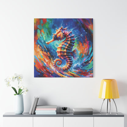 Expressionist Seahorse Canvas Wall Art - Stunning Aquatic Print