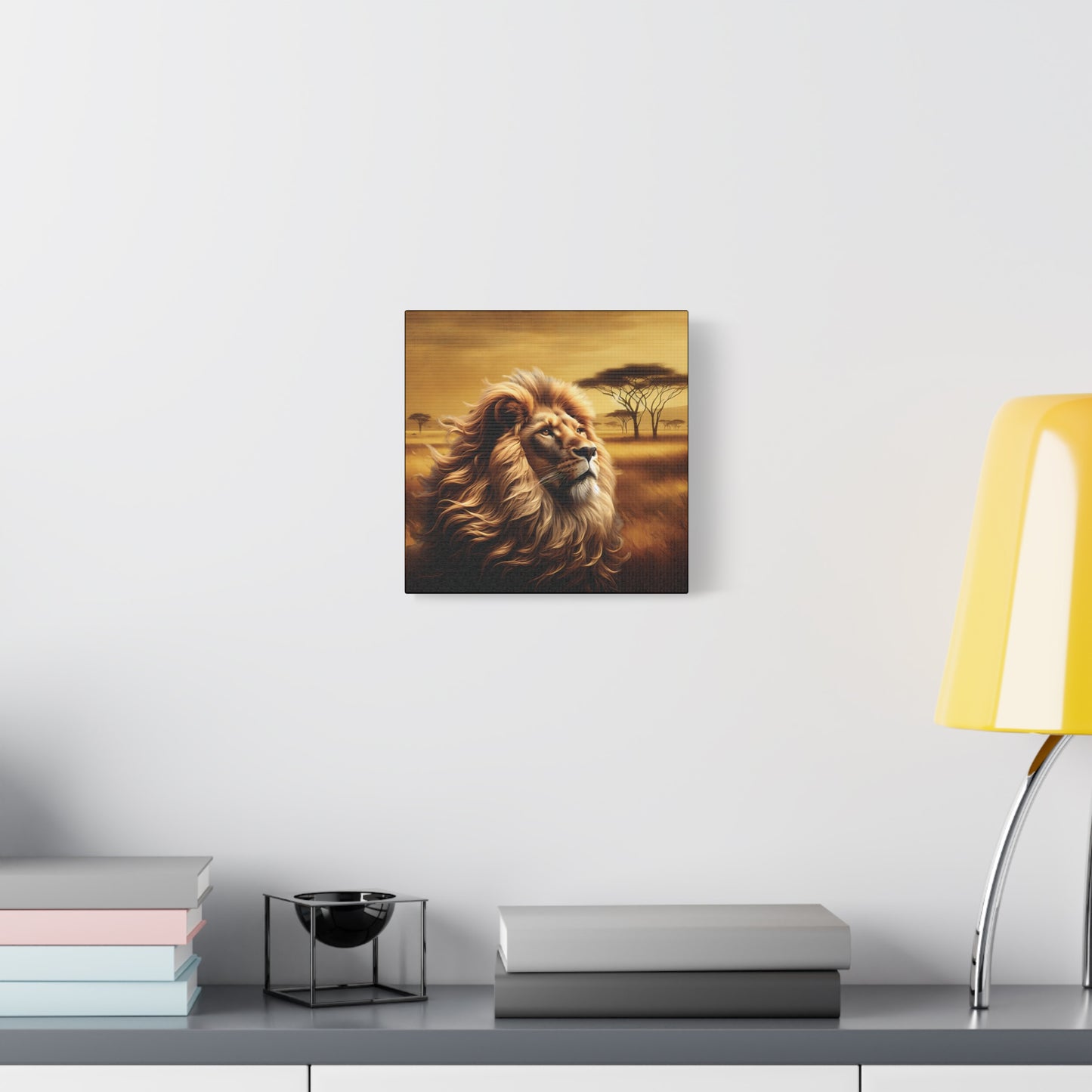 Canvas Art - Regal Lion Resting on African Savannah
