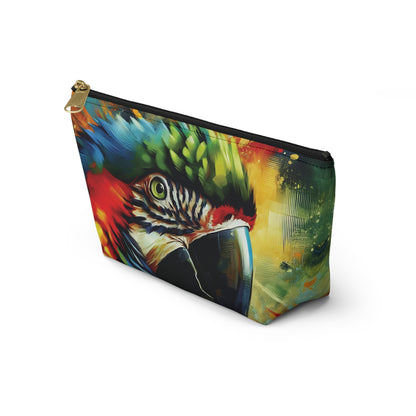 Scarlet Macaw T-bottom Pouch | Perfect for Parrot Lovers, Gift for Pet Owners, Travel Accessory, Makeup Bag, Organizer