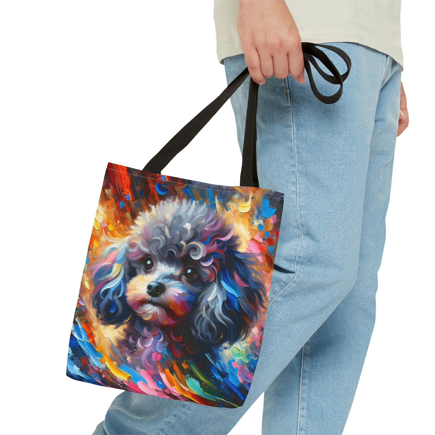 Silver Poodle Pup Tote Bag