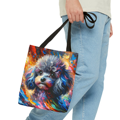 Silver Poodle Pup Tote Bag
