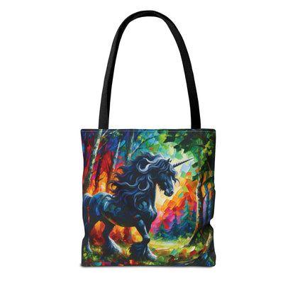 Elegant Black Stallion Unicorn - Tote Bag