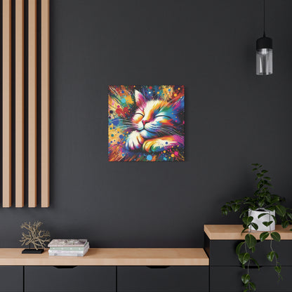 Canvas Wall Art - Contented Cat - Modern Impressionist Art Style