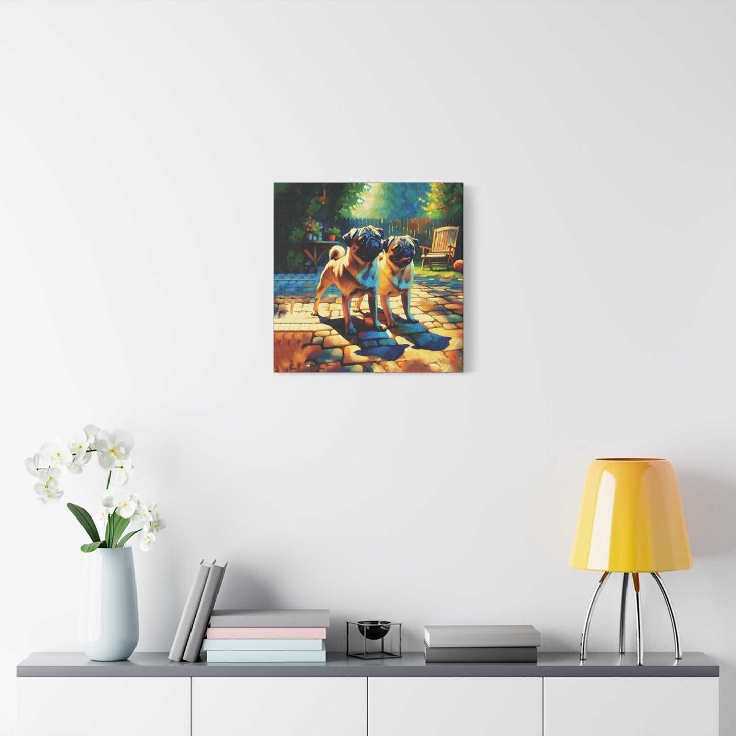 Fawn Pugs Expressionist Canvas Art Print