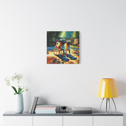 Fawn Pugs Expressionist Canvas Art Print