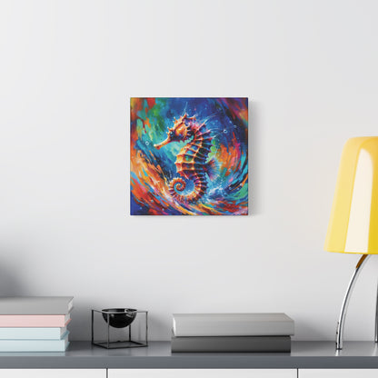 Expressionist Seahorse Canvas Wall Art - Stunning Aquatic Print