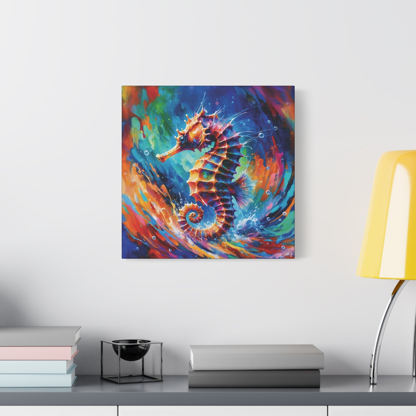 Expressionist Seahorse Canvas Wall Art - Stunning Aquatic Print