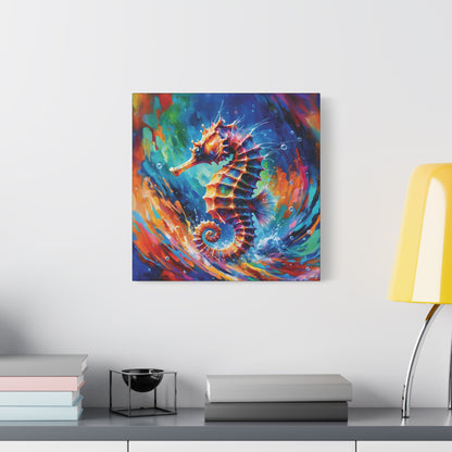 Expressionist Seahorse Canvas Wall Art - Stunning Aquatic Print