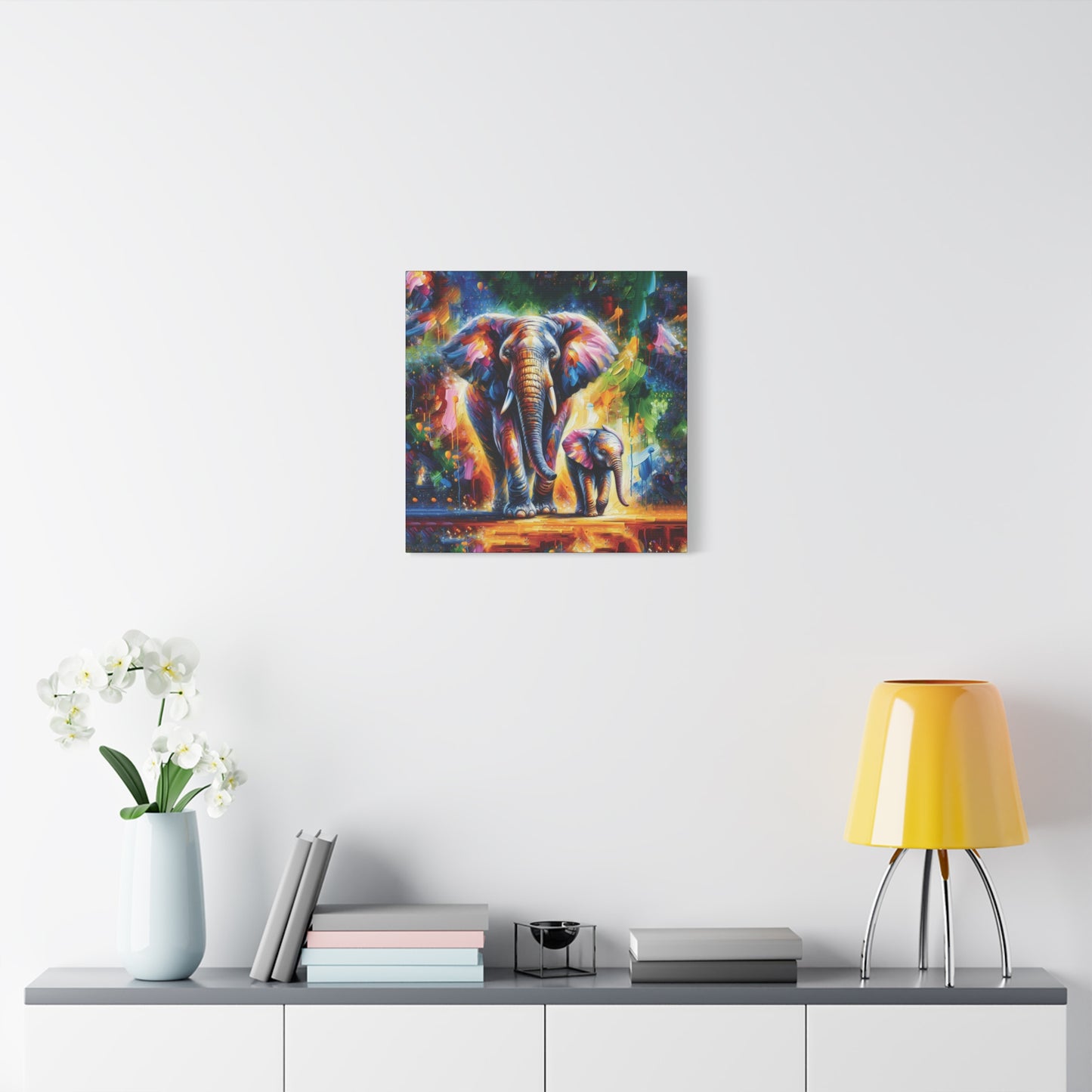 Celebrate Elephants! Expressionist Canvas Art Print