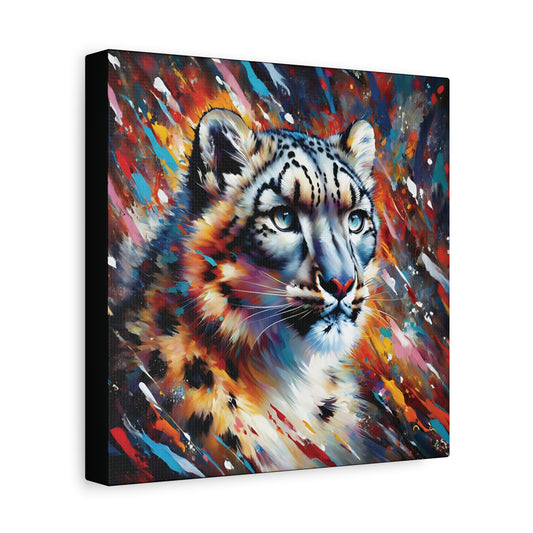 Colorful abstract painting of a leopard on a wild background