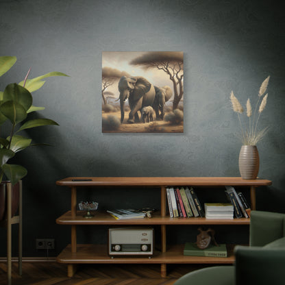 African Elephant Family Canvas Art Print