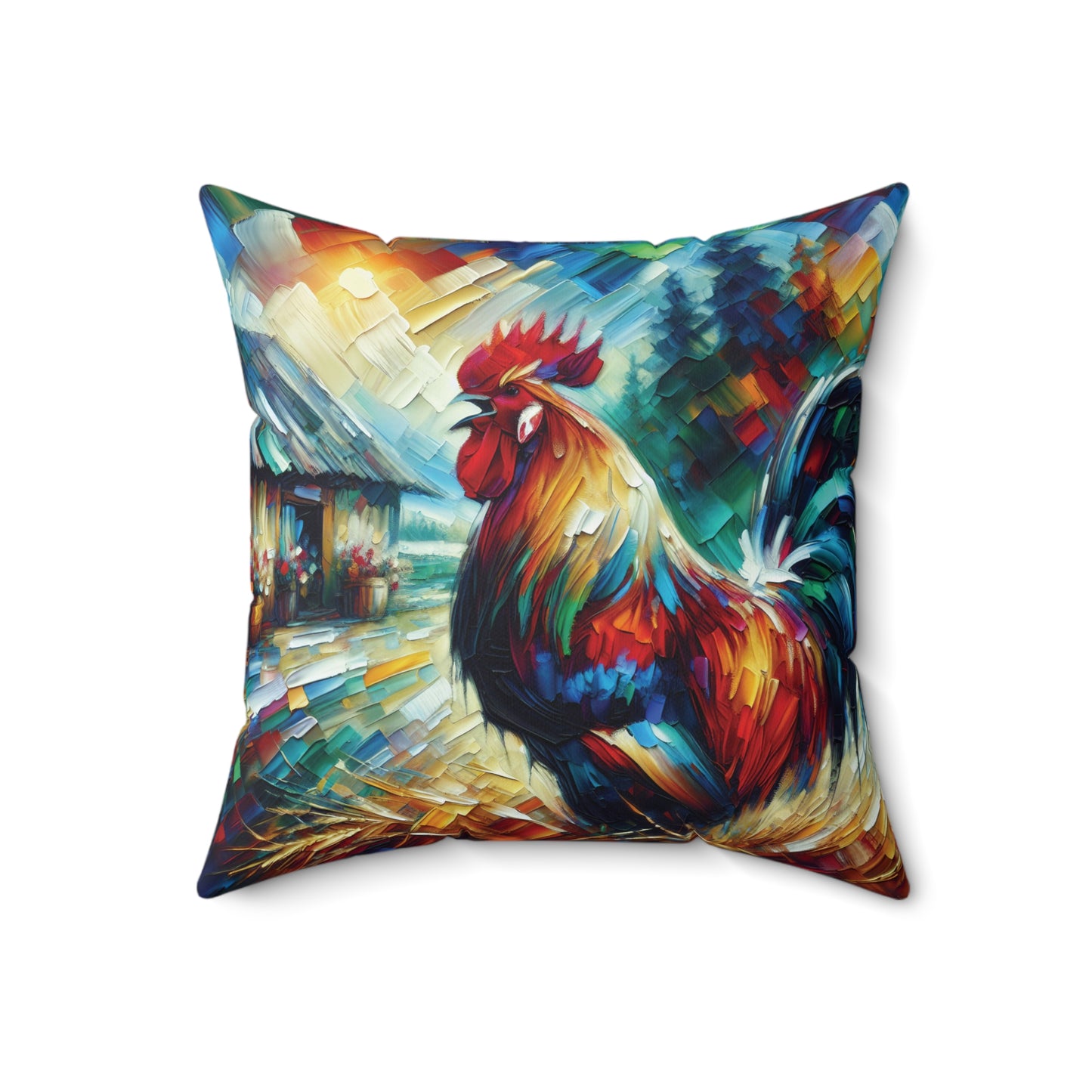 Rooster Morning - Square Throw Pillows
