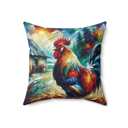 Rooster Morning - Square Throw Pillows