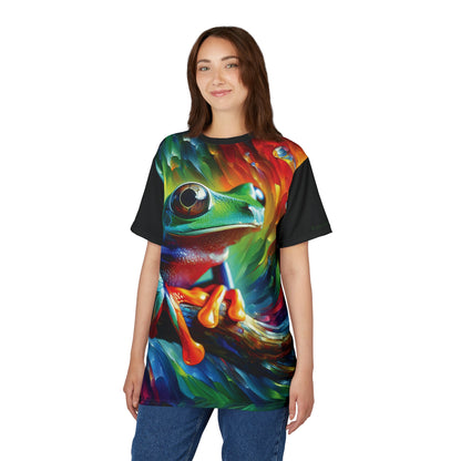 Treefrog Swirl Art Tee | Colorful Unisex Cut & Sew T-Shirt, Wildlife Apparel, Unique Graphic Tee