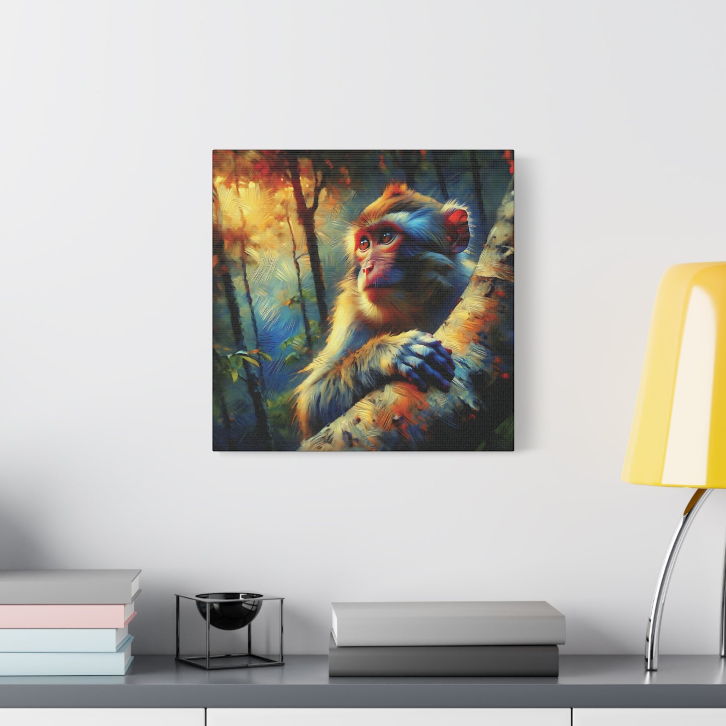 Monkey Wall Art - Rhesus Macaque Expressionist Canvas Art Print