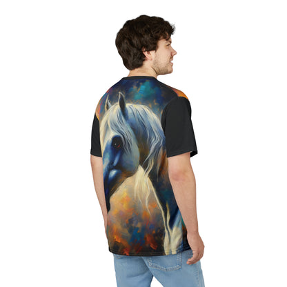 Andalusian Horse Portrait Vibrant Art Tee | Colorful Unisex Cut & Sew T-Shirt, Wildlife Apparel, Unique Graphic Tee, Birthday Gift