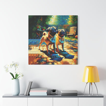 Fawn Pugs Expressionist Canvas Art Print