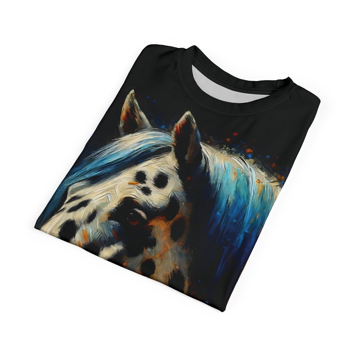 Appaloosa Horse Portrait Vibrant Art Tee | Colorful Unisex Cut & Sew T-Shirt, Wildlife Apparel, Unique Graphic Tee, Birthday Gift