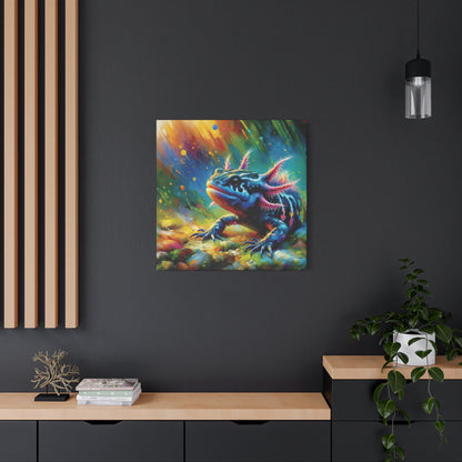 Axolotl Expressionist Art on Square Canvas