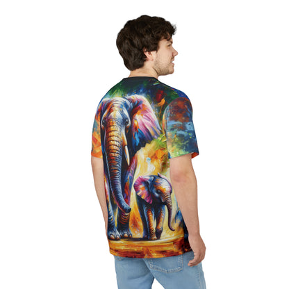 Celebrate Elephants! Vibrant Art Tee | Colorful Unisex Cut & Sew T-Shirt, Wildlife Apparel, Unique Graphic Tee, Birthday Gift