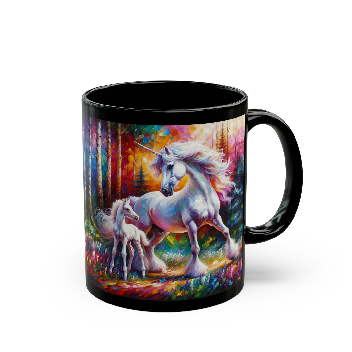 Unicorn Dad Meets His Daughter - Black Mugs (11oz, 15oz)