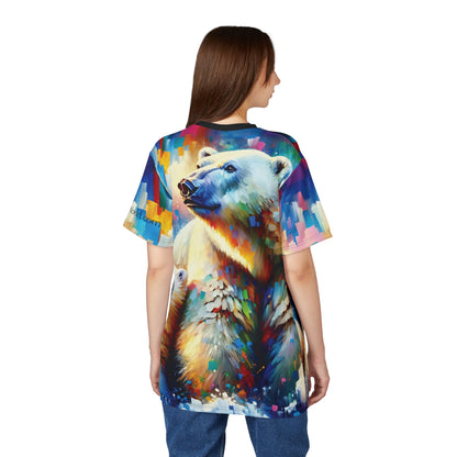 Polar Bear with Cub Vibrant Art Tee | Colorful Unisex Cut & Sew T-Shirt, Wildlife Apparel, Unique Graphic Tee, Birthday Gift