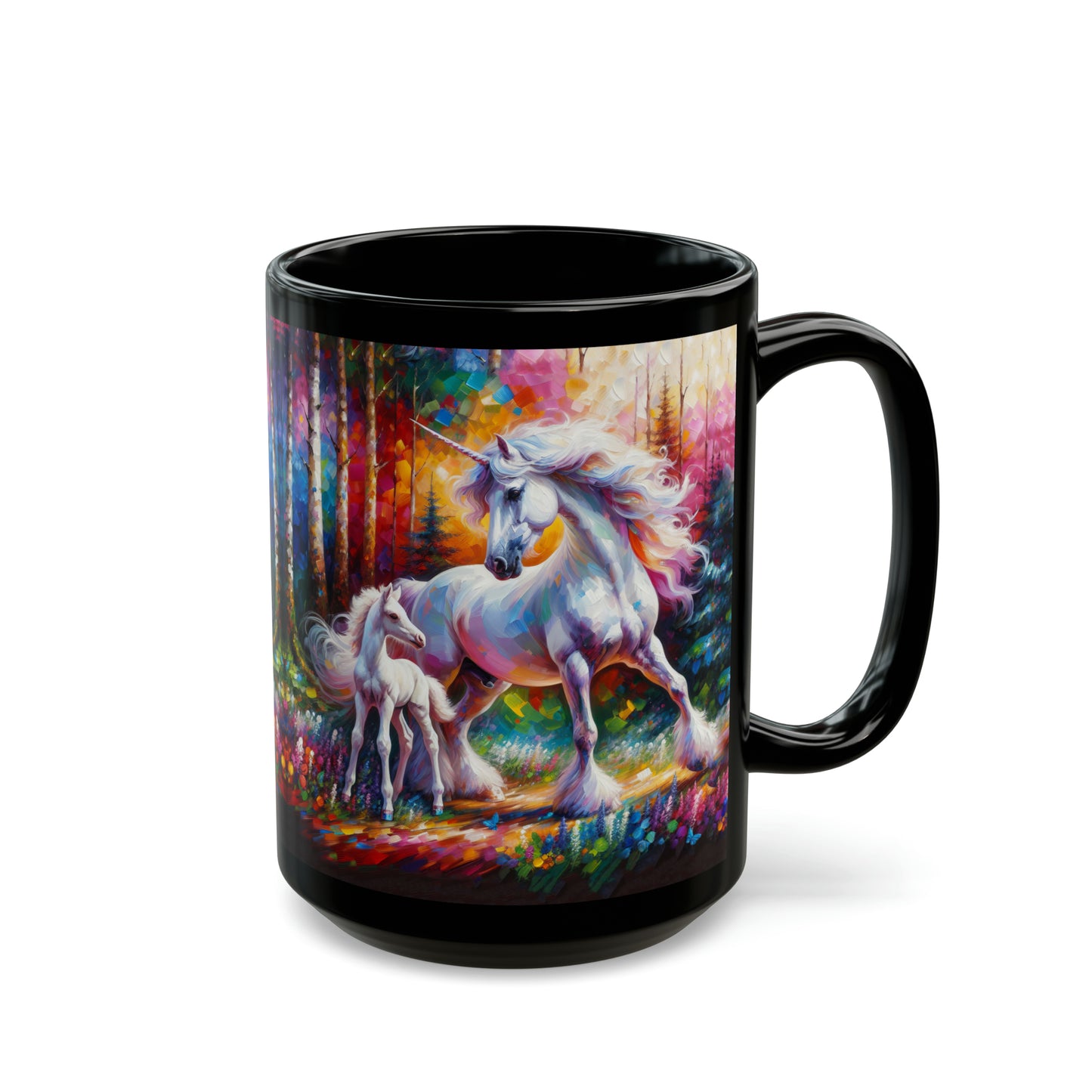 Unicorn Dad Meets His Daughter - Black Mugs (11oz, 15oz)