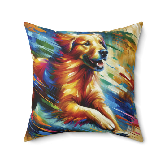 Golden Retriever Greeting - Square Pillow