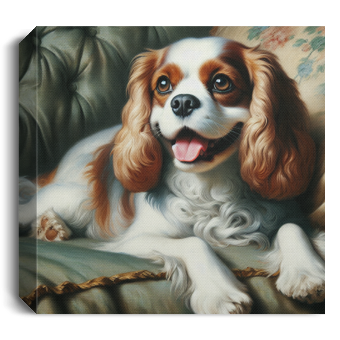 Cavalier King Charles Spaniel on Sofa - Canvas Art Prints