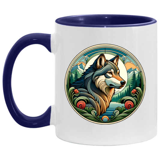 Wolf, Art Nouveau Style Mugs