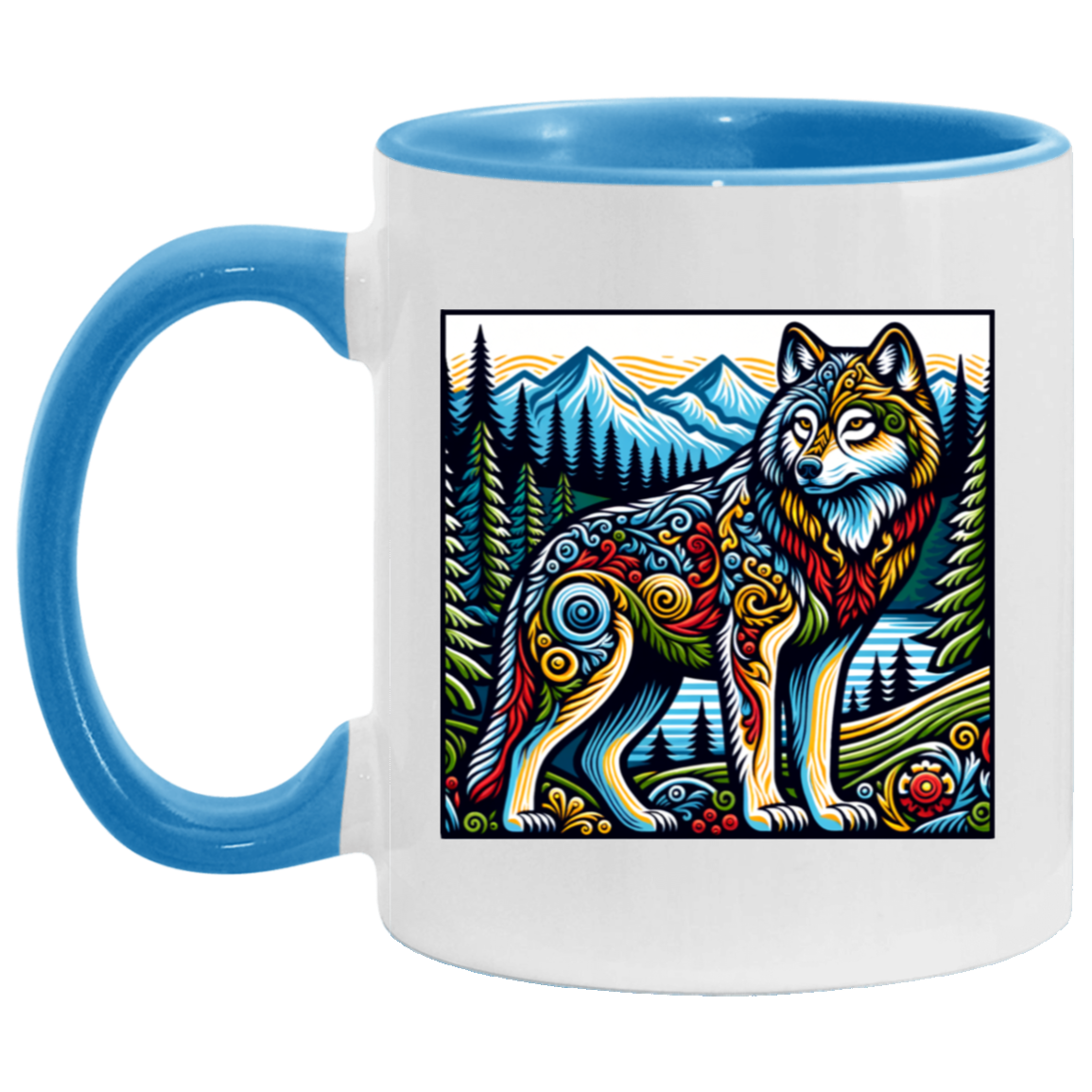 Folk Art Wolf - Mugs