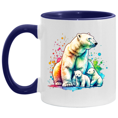 Polar Bear Mom with Cubs Mugs