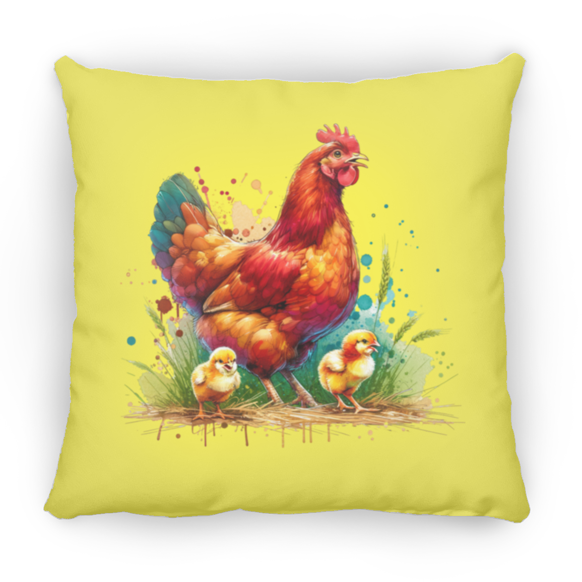 Rhode Island Red Hen with Chicks - Pillows