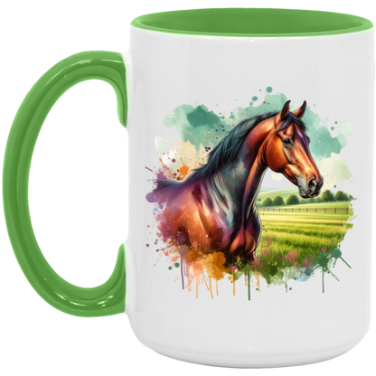 Bay Horse with Field - Mugs