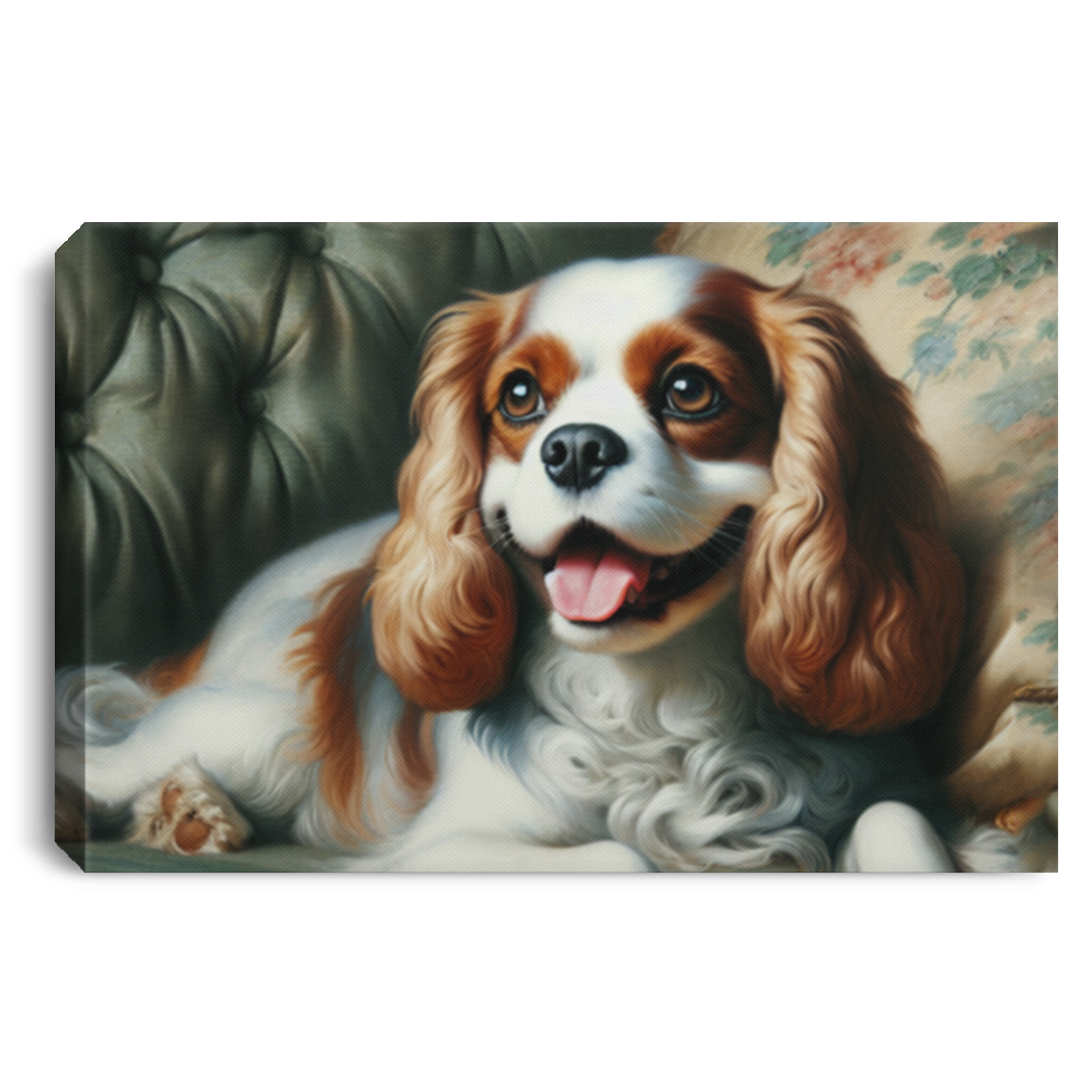 Cavalier King Charles Spaniel on Sofa - Canvas Art Prints