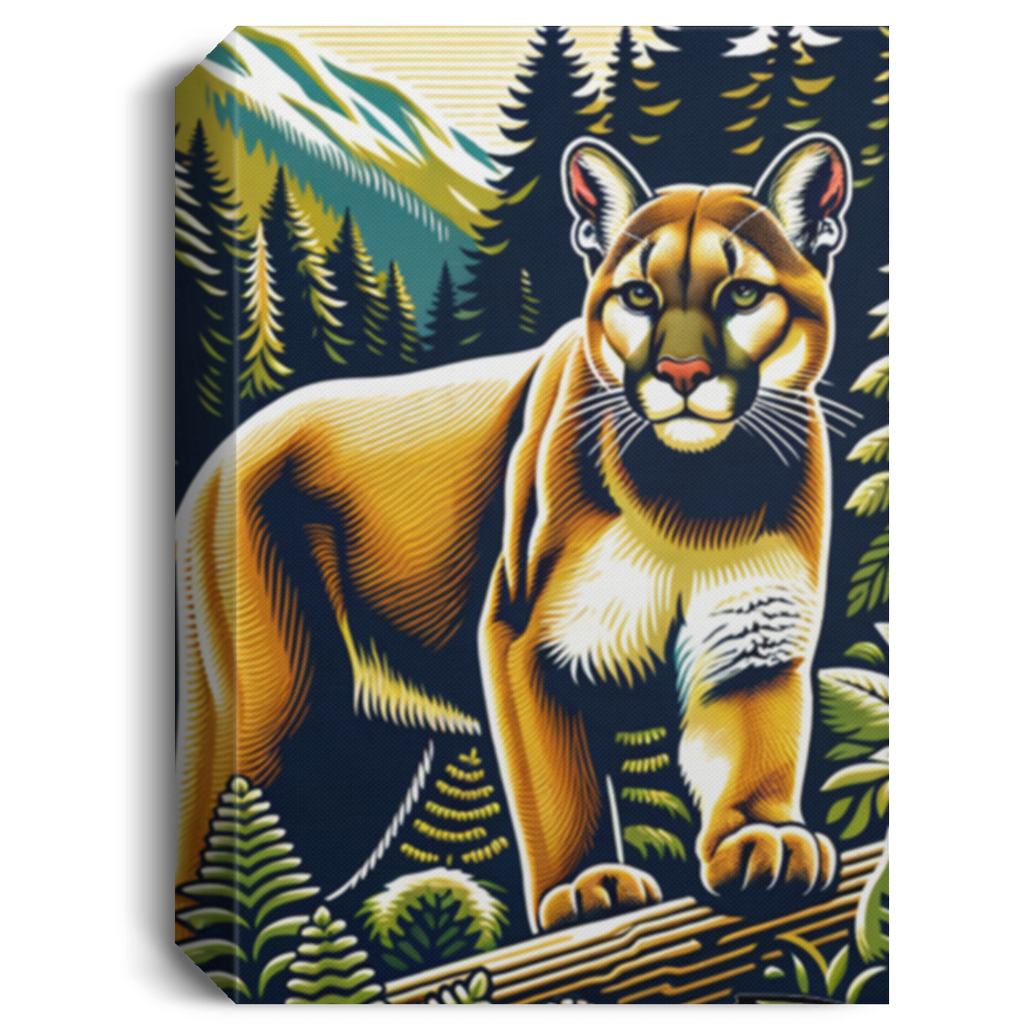 Cougar Vintage Style - Canvas Art Prints