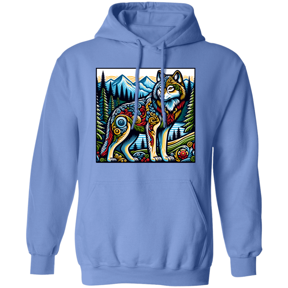 Folk Art Wolf - T-shirts, Hoodies and Sweatshirts